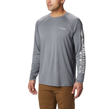 Columbia Muške Majice S Kapuljačom - PFG Terminal Tackle Heather Long Sleeve Sive | BNHZ-75462
